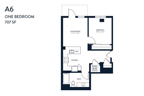 One Bedroom A6 707 SF - Resa Long Beach